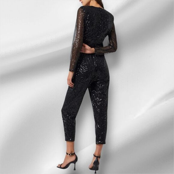 FRENCH CONNECTION Women’s Dilara Embellished Sequined Jumpsuit in the Size 6US - Picture 3 of 13